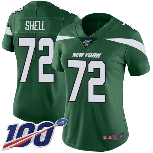 New York Jets Limited Green Women Brandon Shell Home Jersey NFL Football #72 100th Season Vapor Untouchable->women nfl jersey->Women Jersey
